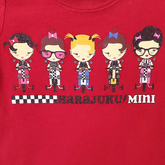 Harajuku Mini for Target 2T Girls On Scooters Red Tee Top - Picture 4 of 7